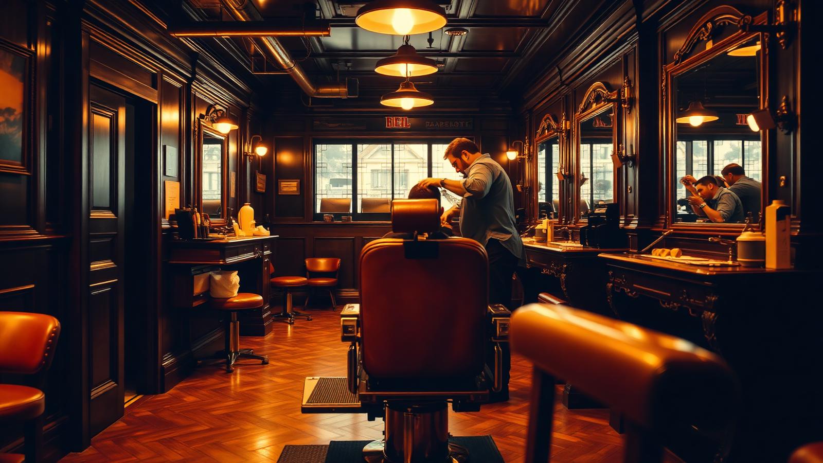 Interior of Newroz Barbers traditional barbershop